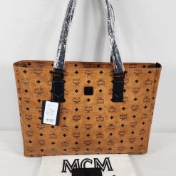 MCM Visetos Brown Monogram mini sac Boston Speedy Bag with crossbody strap  Caramel Leather ref.561317 - Joli Closet